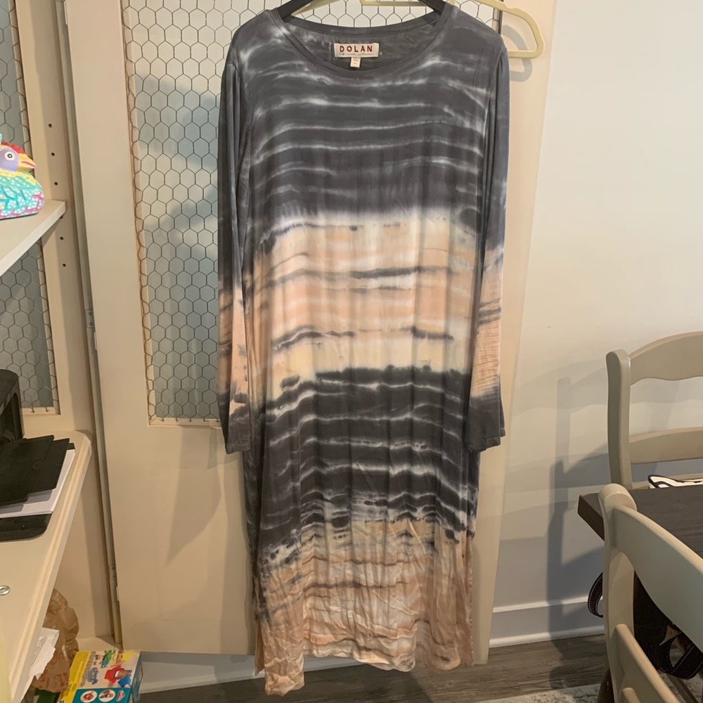 Peach and grey tye die Anthropologie dress